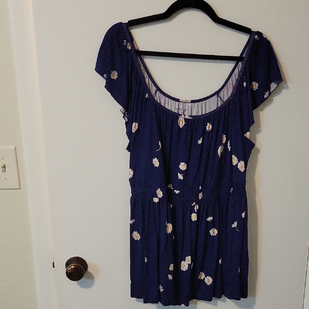 Torrid Navy Floral Blouse